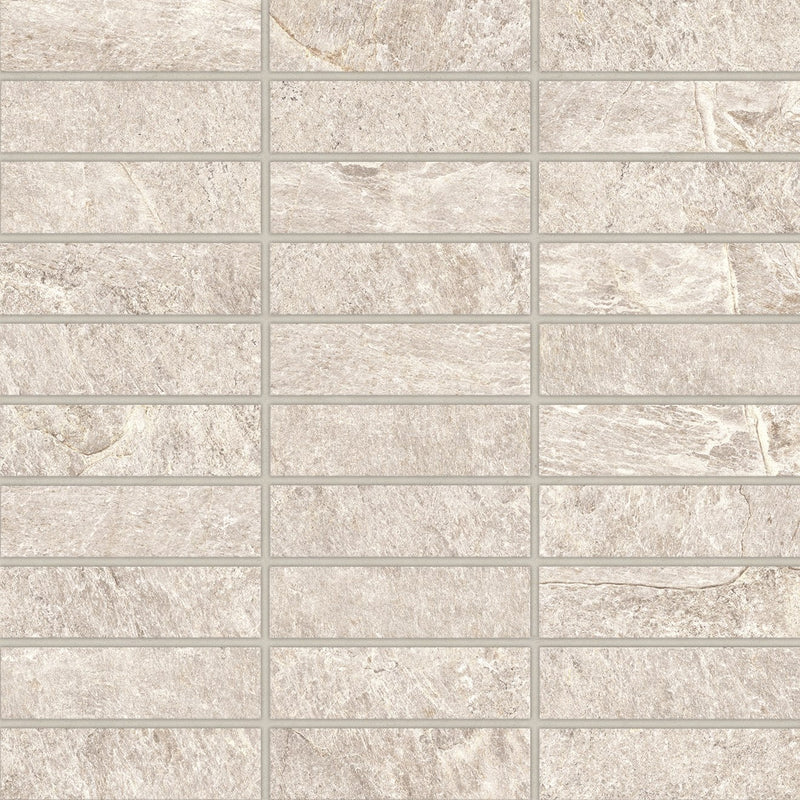 Bedrosians Farmhouse Living 1" x 4" Mosaic 12" x 12" Alabaster