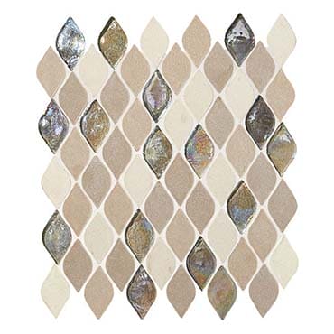 Daltile Decorative Accents 1" x 2" Raindrop Mosaic 12" x 14" Blanc Et Beige