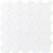 Daltile Octagon & Dot 2" Mosaic 12" x 12" Matte White / White Dot