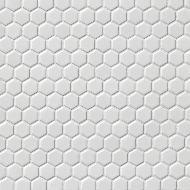 Tile Shop Hex 12x12 Mosaic 1'' Matte White