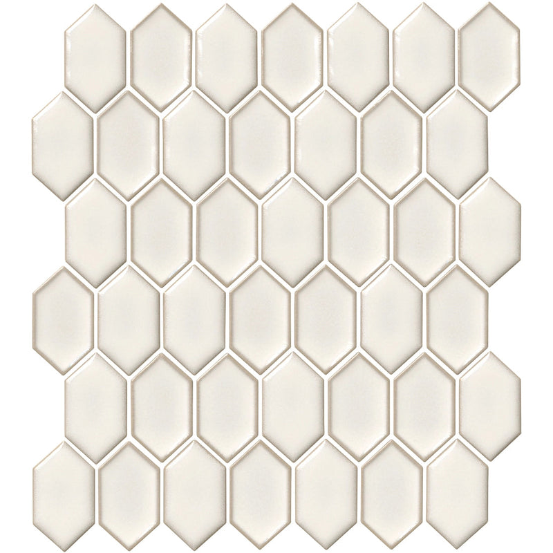 Tile Shop Shapes Elongated Two Tone 12x12 Mosaic 3'' Matte Off White