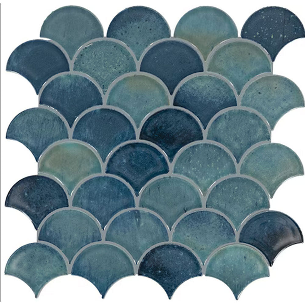Daltile Miramo 3" Fan Mosaic 13" x 13" Aqua