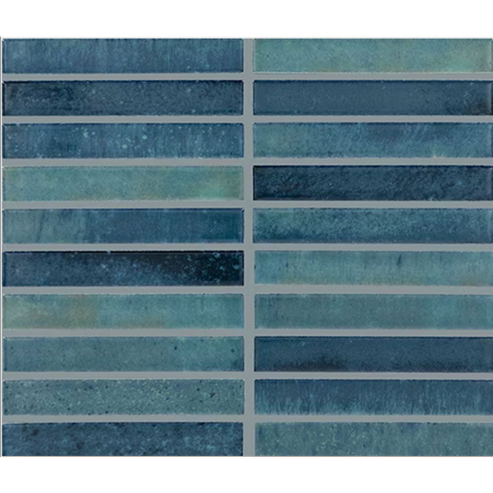 Daltile Miramo 1" x 6" Straight Joint Mosaic 12" x 10" Aqua