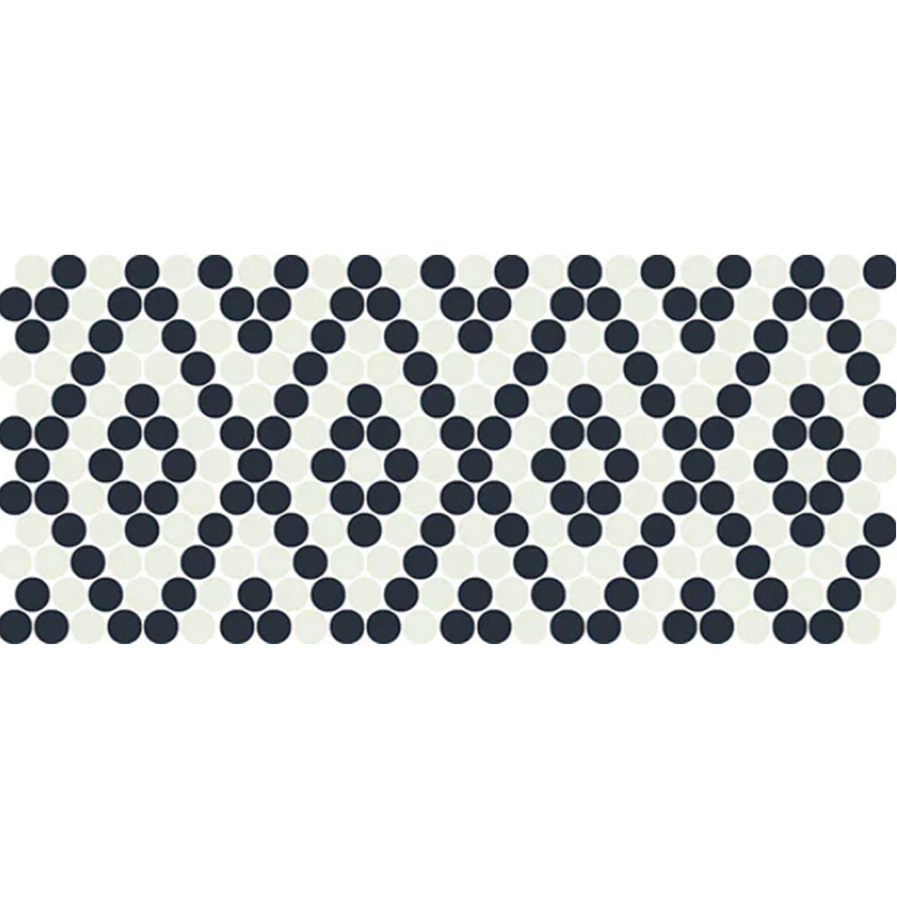 Daltile Keystones 10" x 22" Penny Rounds Mosaic Arctic White/Black