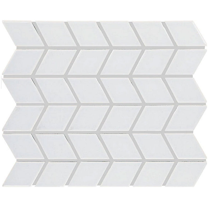 Daltile Color Wheel Retro 2" x 3" Chevron Mosaic 11" x 13" Glossy Arctic White