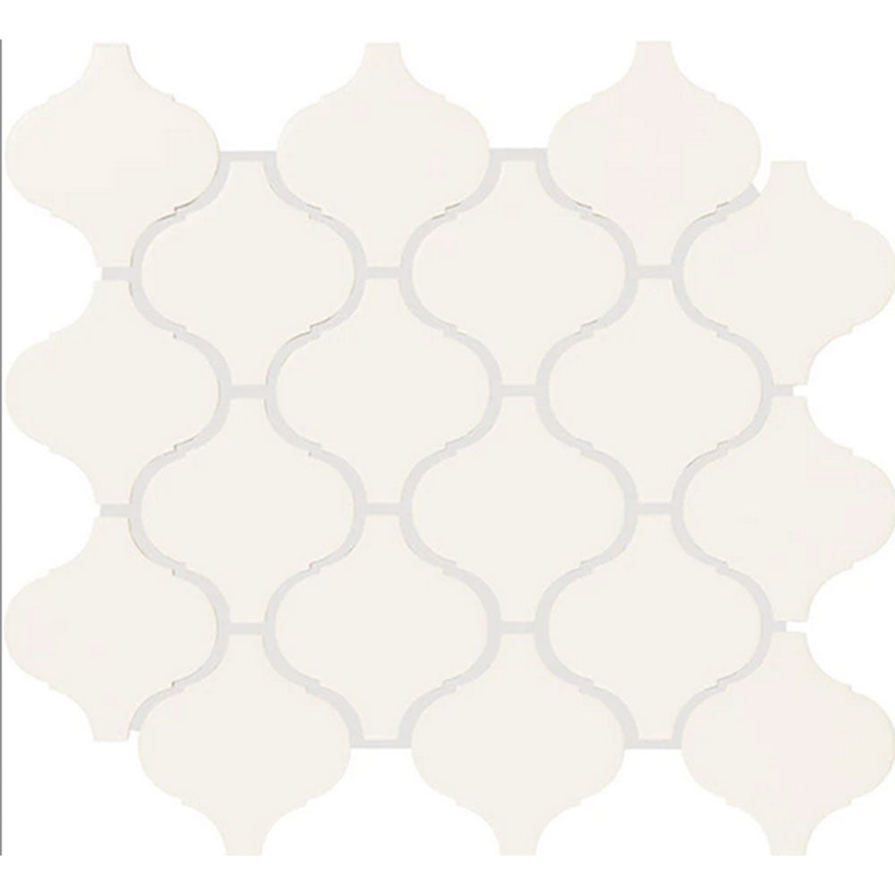 Daltile Color Wheel Retro 3" x 3" Arabesque Mosaic 11" x 12" Glossy Arctic White