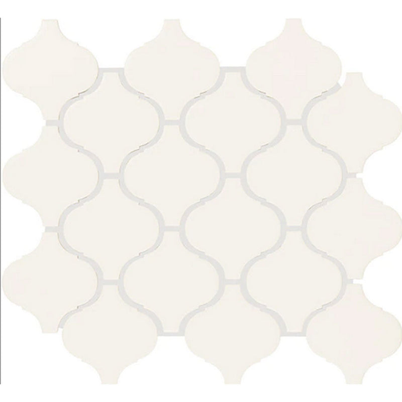 Daltile Color Wheel Retro 3" x 3" Arabesque Mosaic 11" x 12" Glossy Arctic White