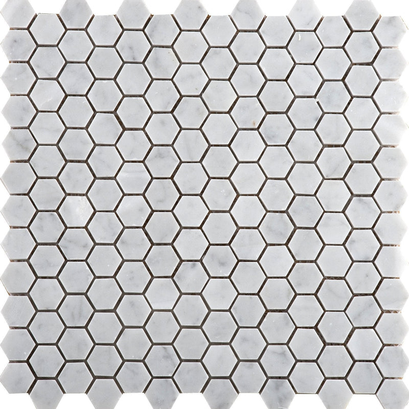 Emser Marble Gioia 12"x12" Hexagon Mosaic 1" Bianco