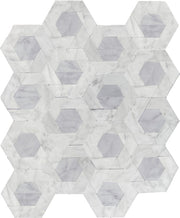 Emser Bizou 11"x13" Damask Mosaic Polished White/Gray