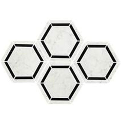 Daltile Marble 6" Hexagon Mosaic 10" x 12" Marble Blk/Wht