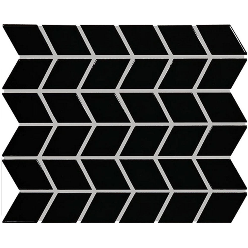 Daltile Color Wheel Retro 2" x 3" Chevron Mosaic 11" x 13" Glossy Black
