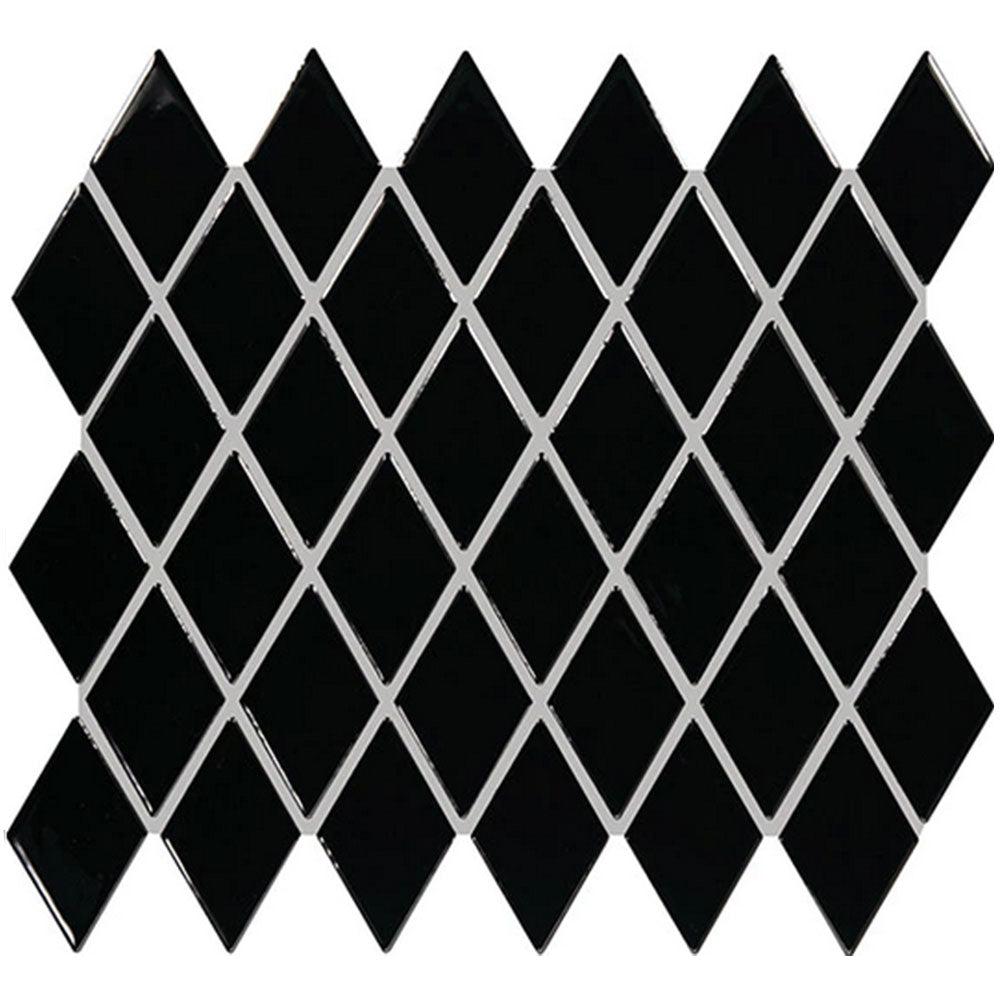 Daltile Color Wheel Retro 2" x 3" Harlequin Mosaic 12" x 13" Glossy Black