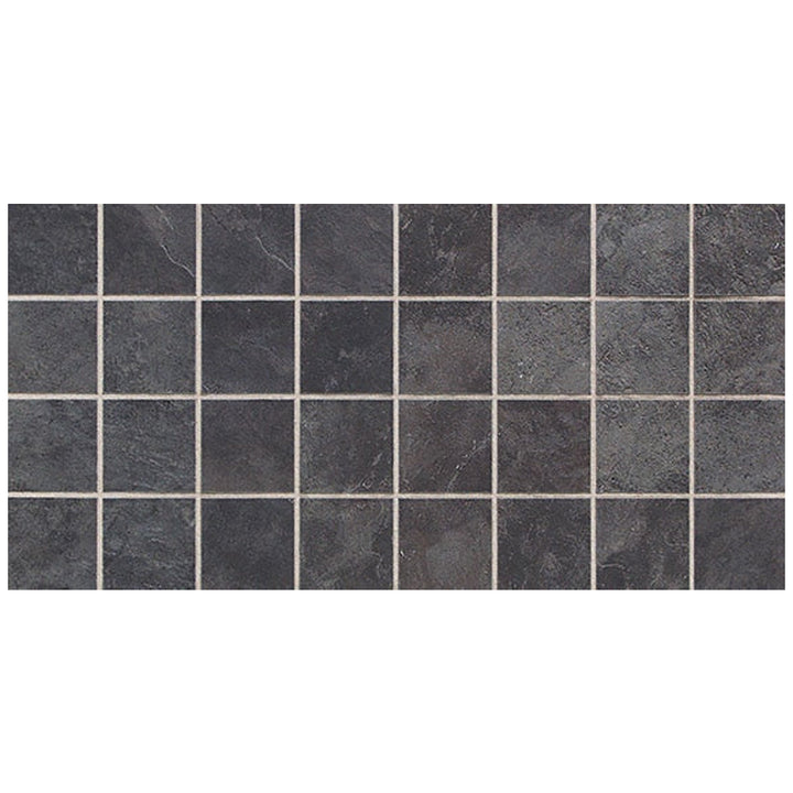 Daltile Continental Slate 3" x 3" Straight Joint Mosaic 12" x 24" Asian Black