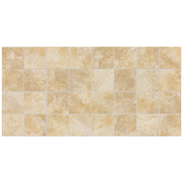 Daltile Continental Slate 3" x 3" Straight Joint Mosaic 12" x 24" Persian Gold