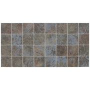 Daltile Continental Slate 3" x 3" Straight Joint Mosaic 12" x 24" Tuscan Blue