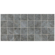Daltile Continental Slate 3" x 3" Straight Joint Mosaic 12" x 24" English Grey