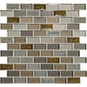 Daltile Crystal Shores 2" x 1" Brick Joint Mosaic 12" x 13" Sapphire Lagoon