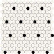 Daltile Color Wheel Mosaic 13'' x 11'' Penny Glossy Arctic White/Black