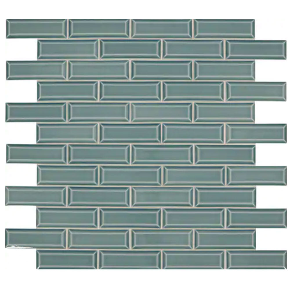 Daltile Revalia Remix 2" x 6" Brick Joint Beveled Mosaic 13" x 15" Celebration Teal
