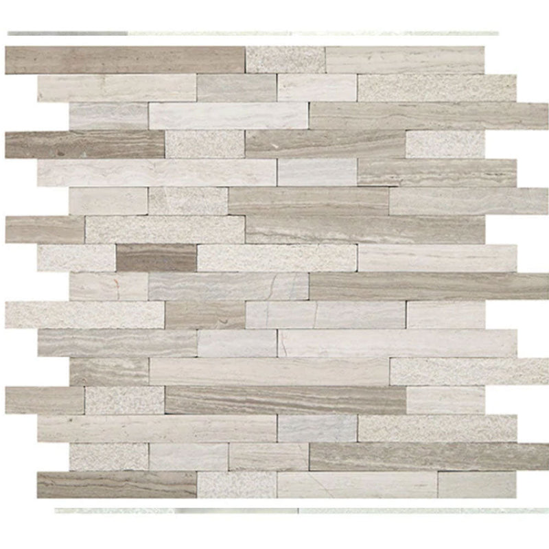 Daltile Minute Mosaix 12" x 12" Random Linear Chenille White
