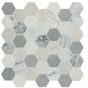 Daltile Raine 2" Hexagon Mosaic 12" x 12" Cirrus Storm