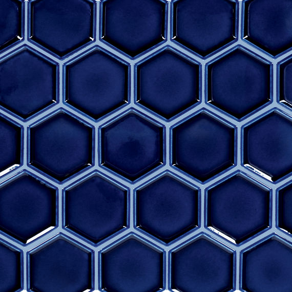 Daltile Artefino Jewel 2.5" Hex Framed Mosaic 14" x 12" Sapphire