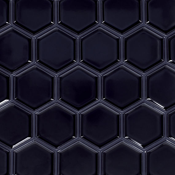 Daltile Artefino Jewel 2.5" Hex Framed Mosaic 14" x 12" Obsidian
