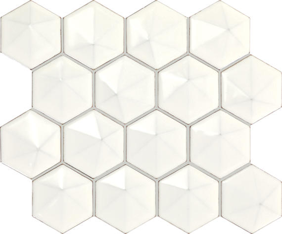 Daltile Artefino Jewel 3" Hex Pyramid Mosaic 12" x 11" Oyster