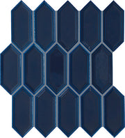 Daltile Luminique 2" x 5" Picket Mosaic 12" x 11" Glossy Navy