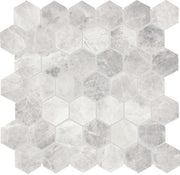 Daltile Eclessia Marble 2" Hex Mosaic 12" x 13" Honed Cristallo