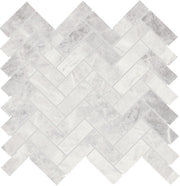Daltile Eclessia Marble 1" x 3" Herringbone Mosaic 13" x 14" Cristallo