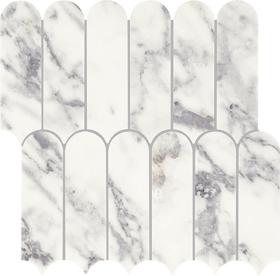 Daltile Eclessia Marble 12" x 13" Elongated Fan Polished Arabescato Argento
