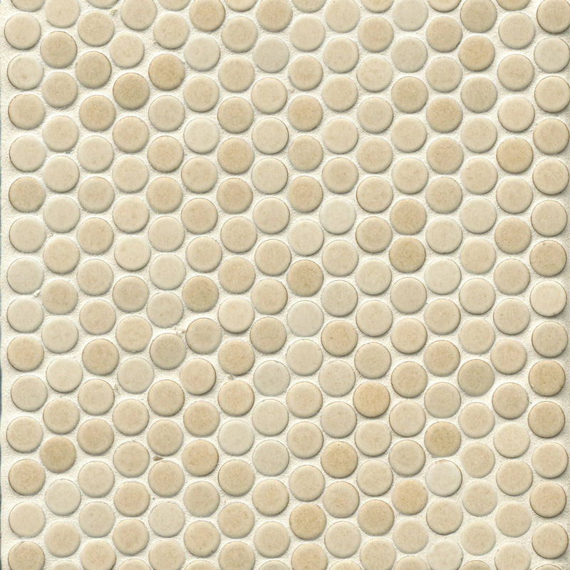 Bedrosians 360 3/4" Penny Rounds Mosaic 12" x 12" Matte Beige