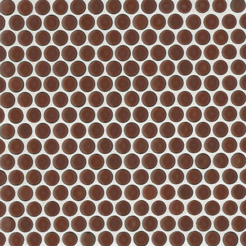 Bedrosians 360 3/4" Penny Rounds Mosaic 12" x 12" Gloss Cardinal