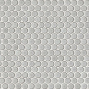 Bedrosians 360 3/4" Penny Rounds Mosaic 12" x 12" Gloss Dove Grey