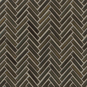 Bedrosians 90 1/2" x 2" Herringbone Mosaic 11" x 12.25" Gloss Shadow