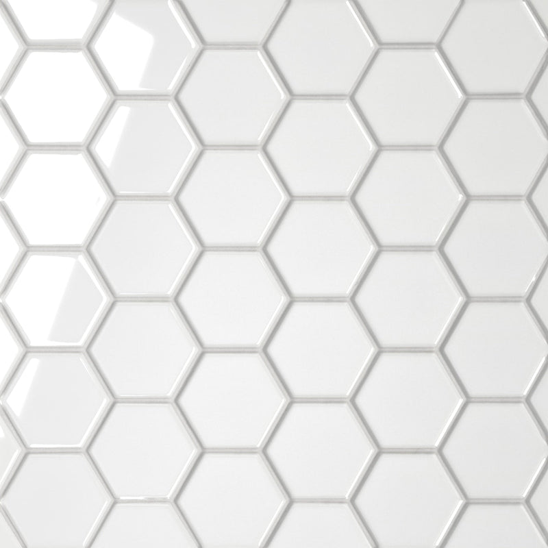 Bedrosians Le Cafe 2" x 2" Hexagon Mosaic 11" x 12.75" Glossy White