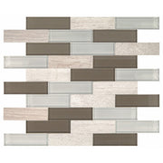 Daltile SimplyStick Mosaix 1.25" x 4" Brick Joint 12" x 12" Mix Chenille white and glass Blend