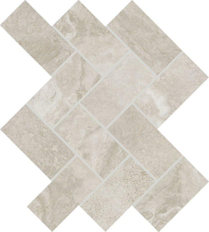 Daltile Archaia 2" x 4" Herringbone Mosaic 12" x 14" Province Grey