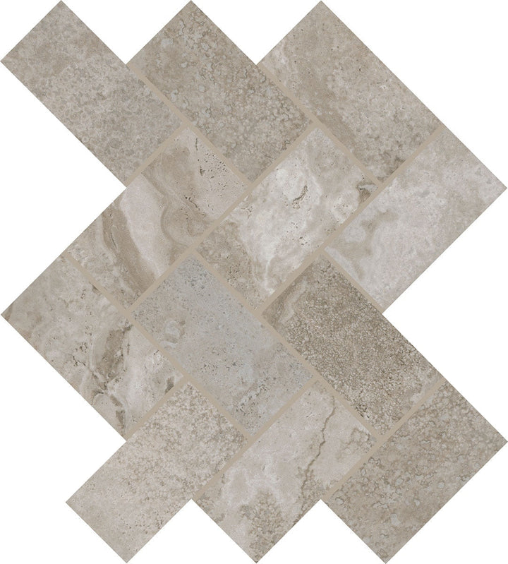 Daltile Archaia 2" x 4" Herringbone Mosaic 12" x 14" Atlas Grey