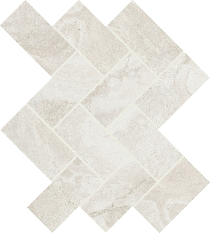 Daltile Archaia 2" x 4" Herringbone Mosaic 12" x 14" Relic White