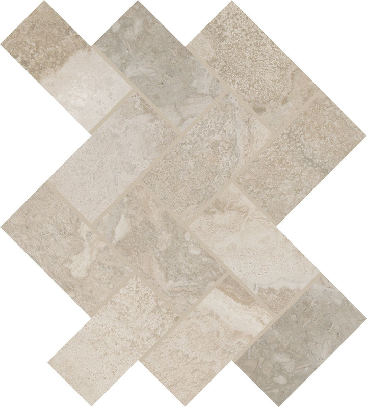 Daltile Archaia 2" x 4" Herringbone Mosaic 12" x 14" Artifact Beige