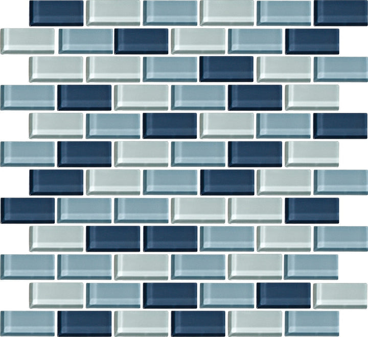 Daltile Color Wave 2" x 1" Mosaic 13" x 14" Winter Blues