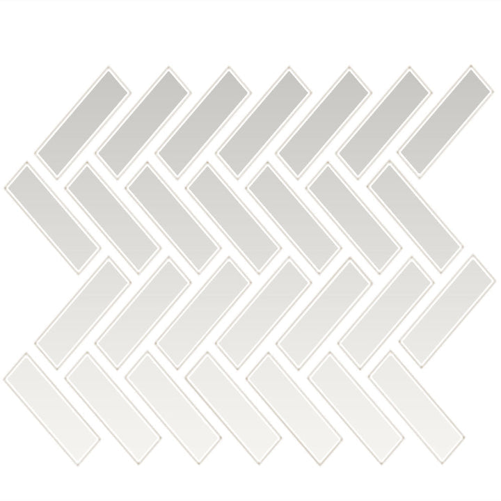 Daltile Color Wheel Mosaic 1" x 3" Herringbone Mosaic 9" x 12" Glossy Arctic White
