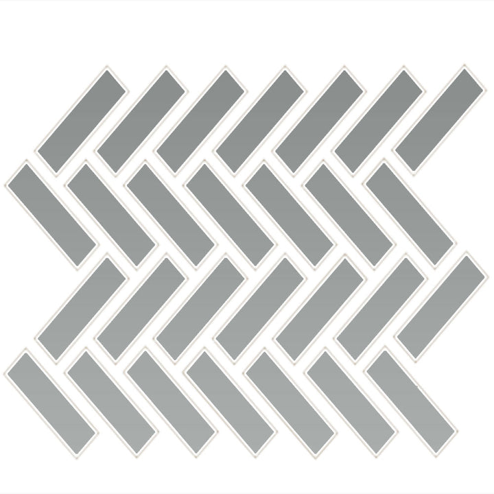 Daltile Color Wheel Mosaic 1" x 3" Herringbone Mosaic 9" x 12" Glossy Desert Gray