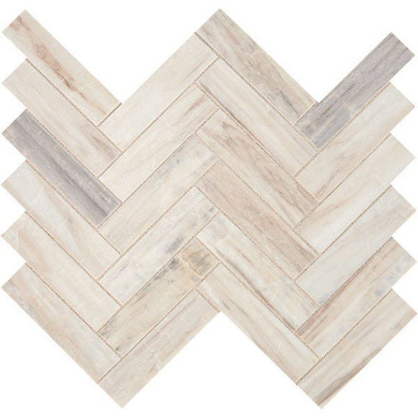 Daltile Fonte 1" x 4" Herringbone Mosaic 11" x 7" Pier White