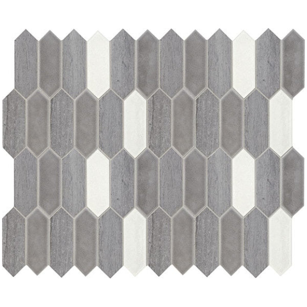 Daltile Fonte 2" x 6" Picket Mosaic 12" x 11" Heather Harbor Blend