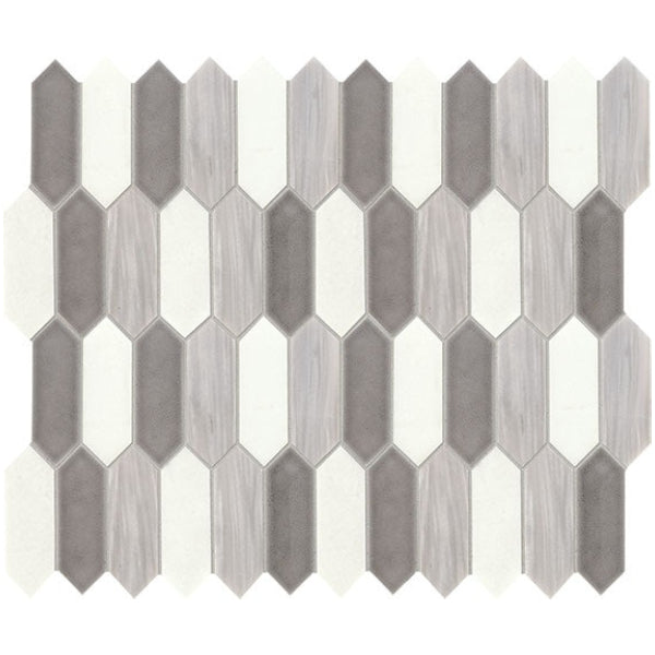 Daltile Fonte 2" x 6" Picket Mosaic 12" x 11" Nautical Grey Blend