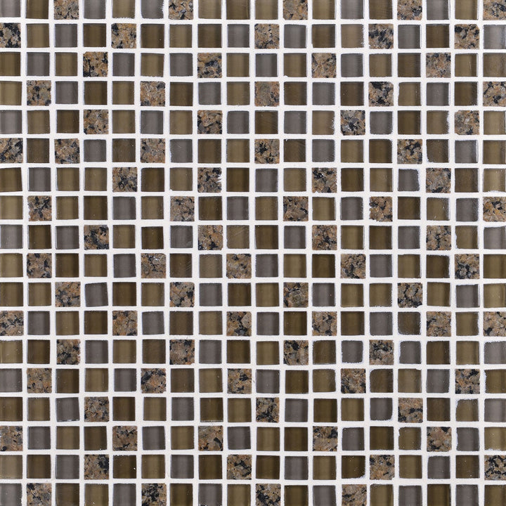 Daltile Granite Radiance 0.62" x 0.62" Straight Joint Mosaic 12" x 12" Tropical Brn Bl