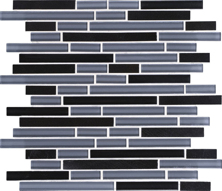 Daltile Granite Radiance 12" x 12" Random Linear Mosaic Absolute Blk Bl